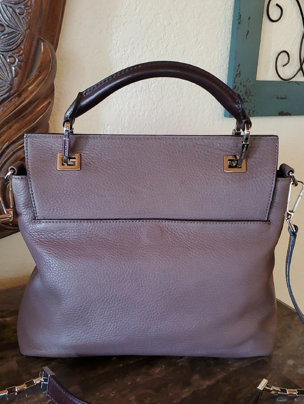 Michael Kors Collection Taupe Top Handle Quinn Bag Ultra Rare